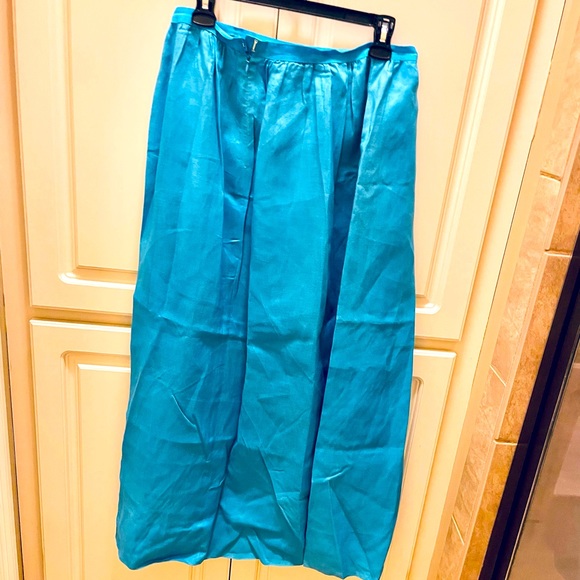 ‼️Clear Out‼️ Turquoise, cool, floor length skirt.  Fabric is 100% RAMIE - Picture 3 of 5